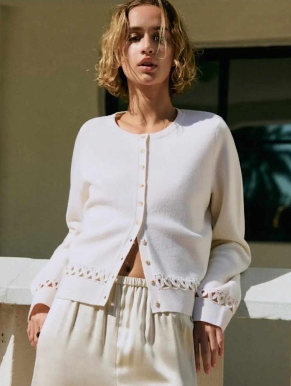 SEZANE Anais Cardigan, Ecru, Size S, EUC
